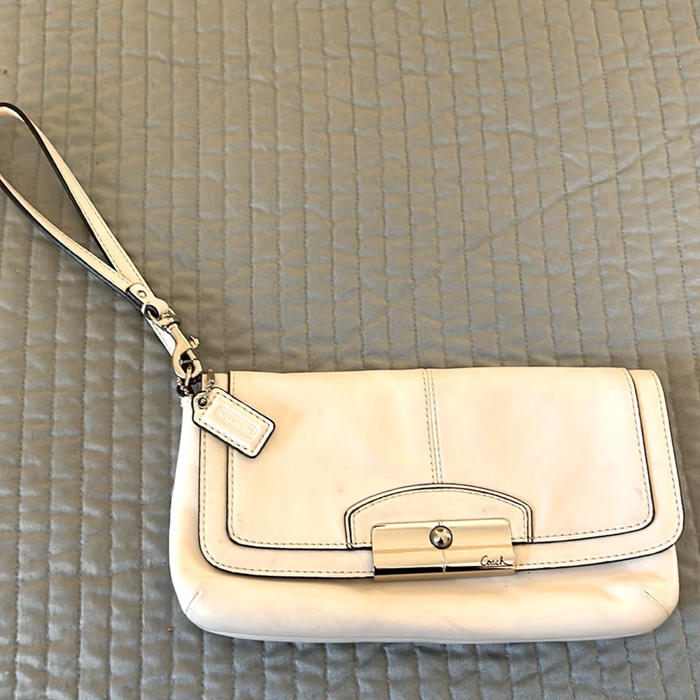 Beautiful white Coach wristlet